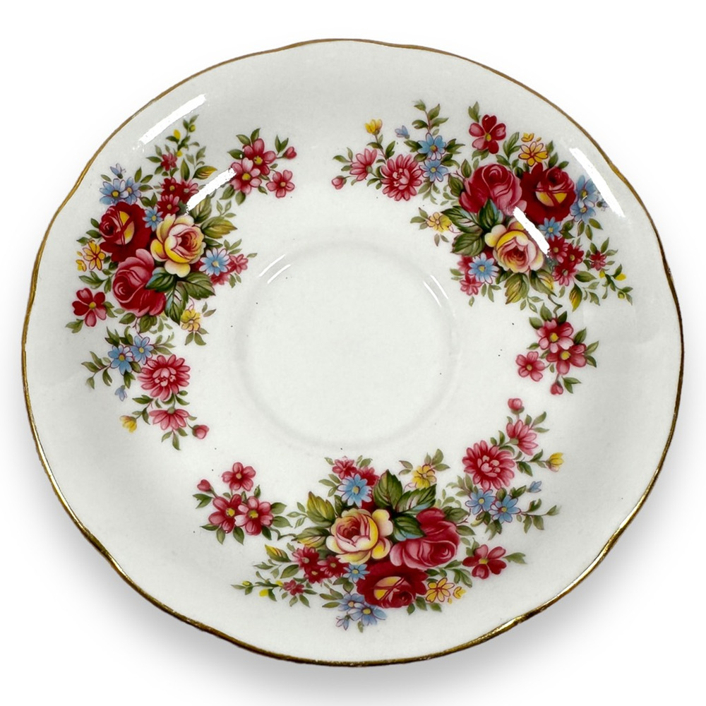 Vintage Paragon Flower Festival Saucer Bone China Floral Plate White 5.5"